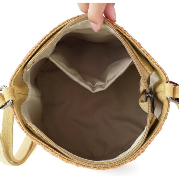 Cylindrical Crossbody Bag Women Straw PP Fabric Zipper Fashion Travel main image 4